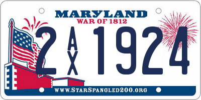 MD license plate 2AX1924