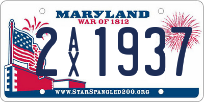 MD license plate 2AX1937