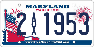 MD license plate 2AX1953