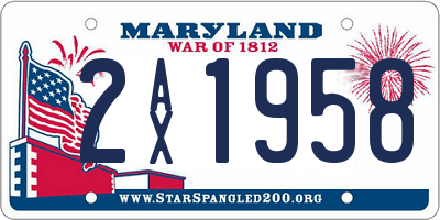 MD license plate 2AX1958