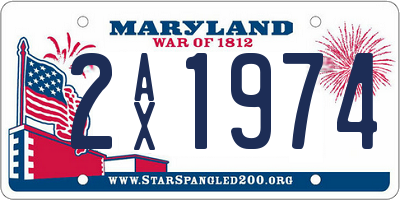 MD license plate 2AX1974