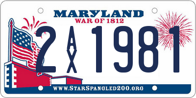 MD license plate 2AX1981