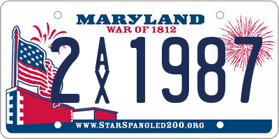 MD license plate 2AX1987