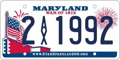 MD license plate 2AX1992