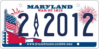 MD license plate 2AX2012