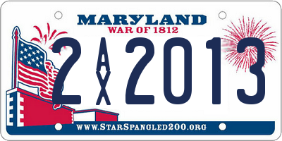 MD license plate 2AX2013