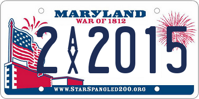 MD license plate 2AX2015