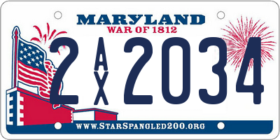 MD license plate 2AX2034