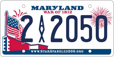 MD license plate 2AX2050