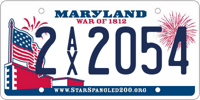 MD license plate 2AX2054