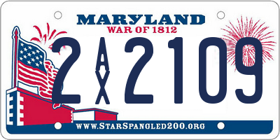 MD license plate 2AX2109
