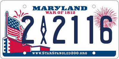 MD license plate 2AX2116
