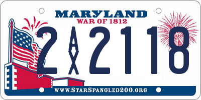 MD license plate 2AX2118