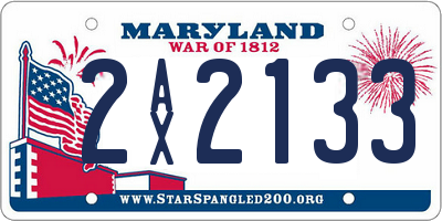 MD license plate 2AX2133