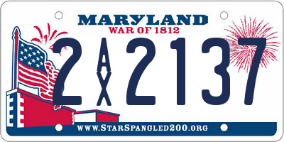 MD license plate 2AX2137