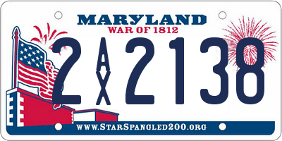 MD license plate 2AX2138