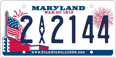 MD license plate 2AX2144
