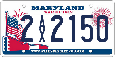 MD license plate 2AX2150