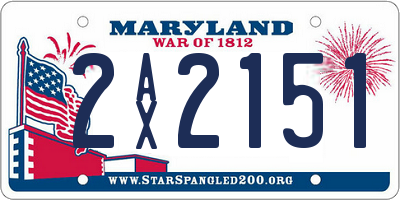 MD license plate 2AX2151