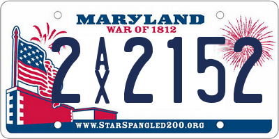 MD license plate 2AX2152