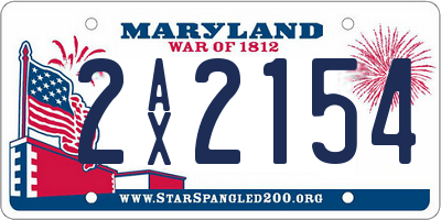 MD license plate 2AX2154
