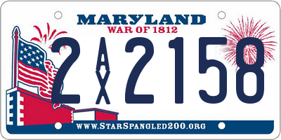MD license plate 2AX2158