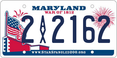 MD license plate 2AX2162