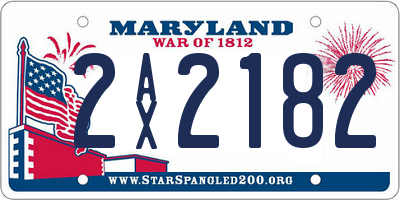 MD license plate 2AX2182