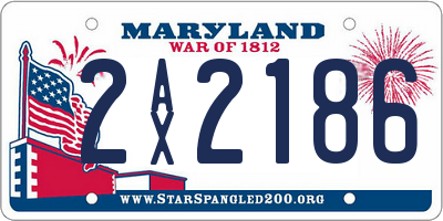 MD license plate 2AX2186