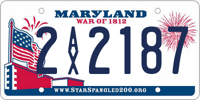 MD license plate 2AX2187