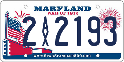 MD license plate 2AX2193