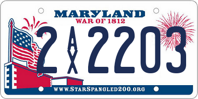 MD license plate 2AX2203
