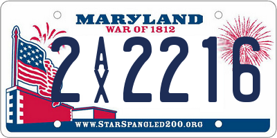 MD license plate 2AX2216
