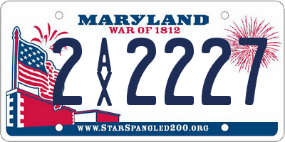 MD license plate 2AX2227