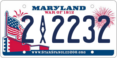 MD license plate 2AX2232