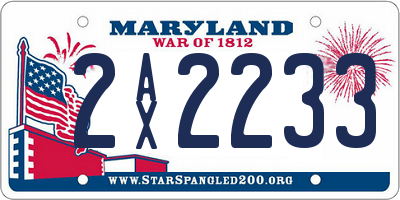 MD license plate 2AX2233