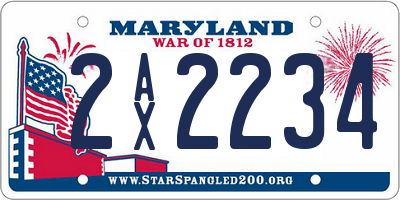 MD license plate 2AX2234