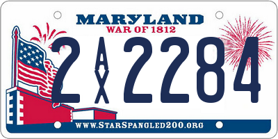 MD license plate 2AX2284