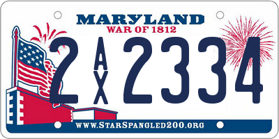MD license plate 2AX2334