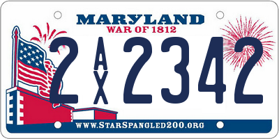 MD license plate 2AX2342