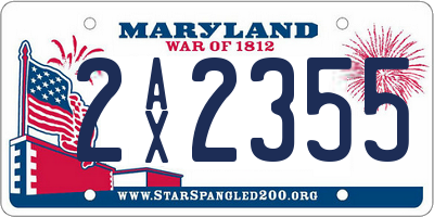 MD license plate 2AX2355