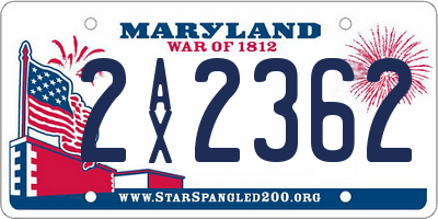 MD license plate 2AX2362