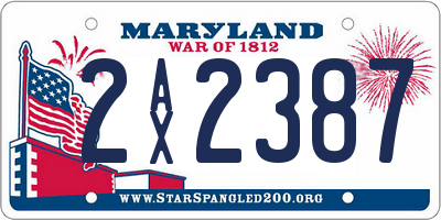 MD license plate 2AX2387