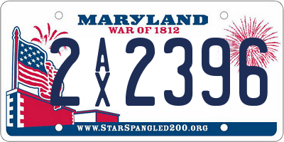 MD license plate 2AX2396