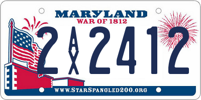 MD license plate 2AX2412