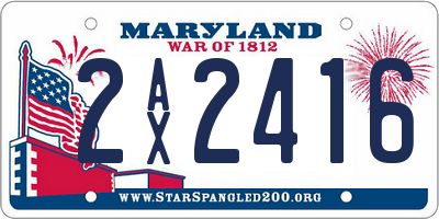 MD license plate 2AX2416