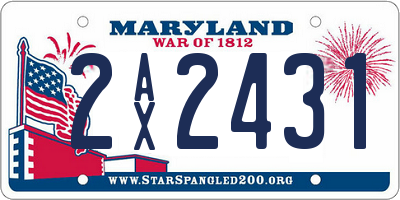 MD license plate 2AX2431