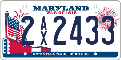 MD license plate 2AX2433
