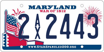 MD license plate 2AX2443