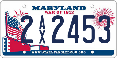 MD license plate 2AX2453